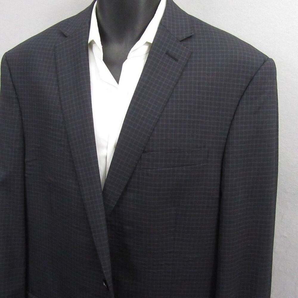 Murano Collezioni Men's 2-Piece Suit 44L Slim Fit Black Check Wool